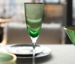 Buy 💯 A&B Home Set Of 2 Green Champagne Flute With Gold Rim D3x10" ⌛ -Tabletop Sales Store f701b8e30102dcf2 6026 w800 h800 b0 p0