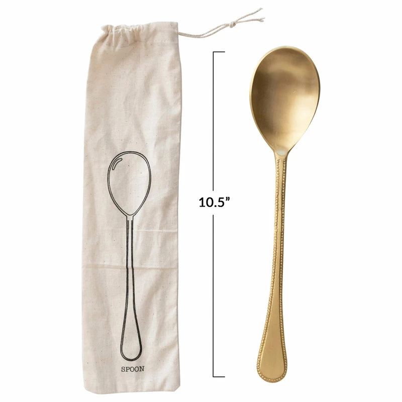Wholesale ๐งจ CREATIVE CO-OP Brass Spoon In Printed Drawstring Bag ๐ 3 Wholesale ๐งจ CREATIVE CO-OP Brass Spoon In Printed Drawstring Bag ๐ - Image 3