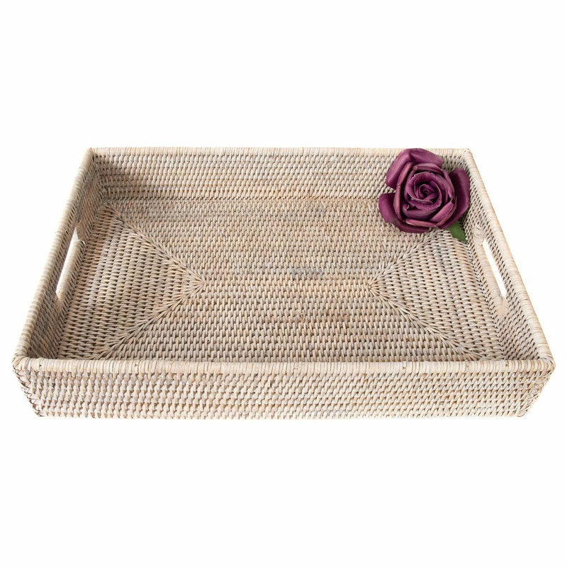 New 🧨 Artifacts Trading Company Artifacts Rattan Rectangle Tray Handles, White Wash 🥰 6 New 🧨 Artifacts Trading Company Artifacts Rattan Rectangle Tray Handles, White Wash 🥰 - Image 6