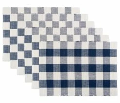 Discount ๐ Design Imports DII Navy Buffalo Check Ribbed Placemat, Set Of 6 โค๏ธ