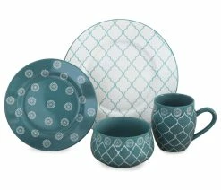 Coupon 🧨 Baum Vonda Turquoise 16 Piece Dinnerware Set ⭐