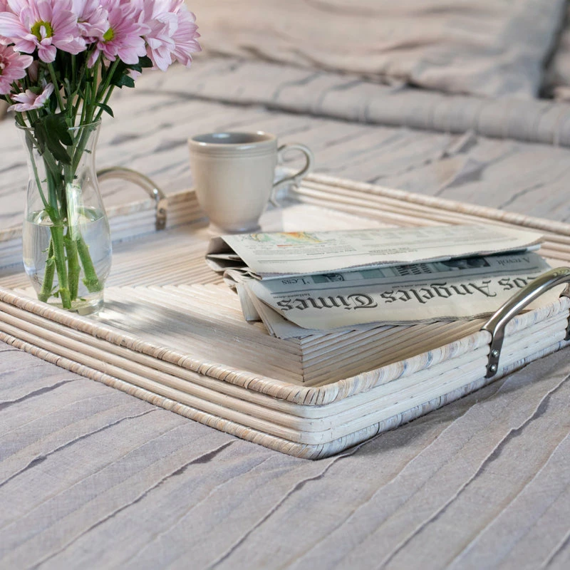Top 10 👏 Artifacts Trading Company Artifacts Rattan™ Square Tray With Stainless Steel Handles, White Wash, 16"x16"x 😍 2 Top 10 👏 Artifacts Trading Company Artifacts Rattan™ Square Tray With Stainless Steel Handles, White Wash, 16"x16"x 😍 - Image 2