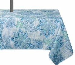Coupon โจ Design Imports DII Blue Watercolor Paisley Print Outdoor Tablecloth With Zipper ๐
