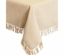 Outlet 👍 LINTEX LINENS INC Homespun Fringed 100% Cotton Tablecloth, Ecru, 60"x84" 😍