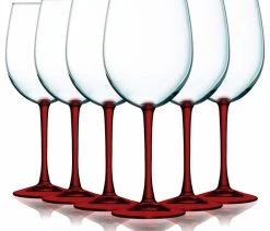 Deals ✨ TableTop King Cachet Accent Stem 16 Oz Wine Glasses , Bottom Red 😀