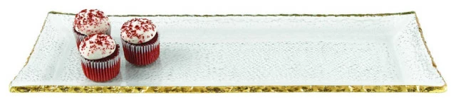 Buy 😍 HomeRoots 18" Mouth Blown Rectangular Edge Gold Leaf Serving Platter Or Tray 😀 1 Buy 😍 HomeRoots 18" Mouth Blown Rectangular Edge Gold Leaf Serving Platter Or Tray 😀