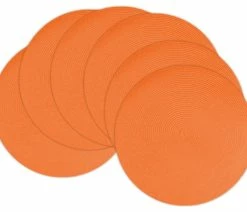 Promo 🎁 Design Imports DII Orange Round Polypropylene Woven Placemat, Set Of 6 ⭐