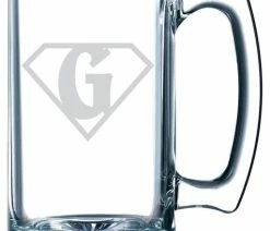 Buy 😀 Etched Laser Art Superman Themed Etched 25oz. Libbey Sports Beer Mug, Letter G 🧨