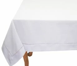 Outlet ✨ Fennco Styles Stylish Solid Color With Hemstitched Border Tablecloth, White, 65"x104" 😉