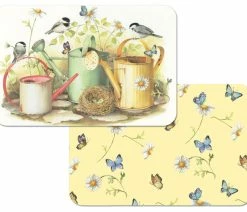 Promo 🥰 Conimar Corp Vinyl Plastic Placemats Reversible Birds Butterflies Set Of 4 😍