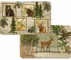 Buy 👍 Conimar Corp Vinyl Plastic Placemats Reversible Rustic Cabin Forest Trails Set Of 4 ⭐