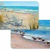 Hot Sale ⭐ Conimar Vinyl Plastic Placemats, Reversible Beach Ocean View, Set Of 4 ✨
