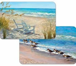 Hot Sale ⭐ Conimar Vinyl Plastic Placemats, Reversible Beach Ocean View, Set Of 4 ✨