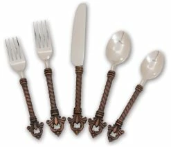 Wholesale 👏 Gerson Company Stainless Steel And Brass Fleur De Lis 20-Piece Flatware Set 🥰