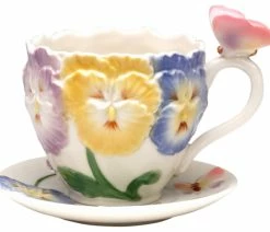 Brand new ⭐ Cosmos Gifts Corp. Pansy Flower Cup And Saucer 💯