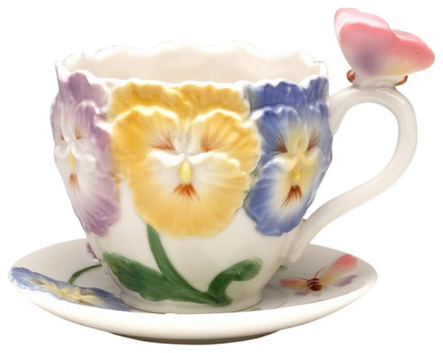Brand new โญ Cosmos Gifts Corp. Pansy Flower Cup And Saucer ๐ฏ 1 Brand new โญ Cosmos Gifts Corp. Pansy Flower Cup And Saucer ๐ฏ