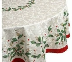 New 😍 Bardwil Lenox Holiday Ivory 70" Round Tablecloth 🛒
