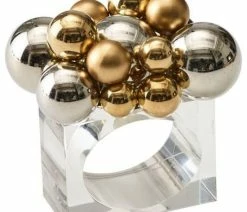 Coupon 🛒 Kim Seybert Bauble Napkin Ring, Gold/Silver 😍