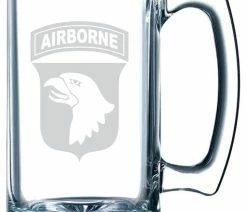 Discount 🥰 Etched Laser Art United States Army 101st Airborne Division Etched 25oz. Libbey Sports Beer Mug 🔥