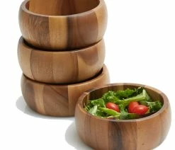 Discount ✨ Woodard & Charles Acacia Wood Individual Salad Bowls, Set Of 4 🌟