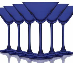 Outlet 😉 Arc International Martini 10 Oz Accent Stem Wine Glasses - Set Of 6, Full C-Blue 🔔