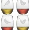 Discount 💯 Susquehanna Glass Company Birds Of A Feather 4-Piece Stemless Wine Glass Set 👏