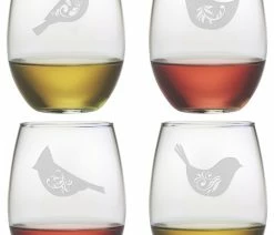 Discount 💯 Susquehanna Glass Company Birds Of A Feather 4-Piece Stemless Wine Glass Set 👏