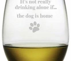Discount ❤️ Susquehanna Glass Company "if The 🐶 Dog Is Home" Stemless Wine Glasses, Set Of 4 😍