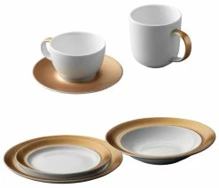 Brand new ⌛ BergHOFF International Inc. Gem Dinnerware 6pc Place Setting, White & Gold 🎉