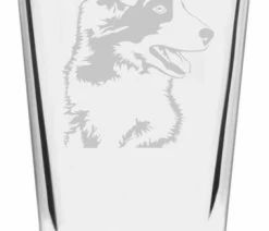 Wholesale ⌛ Etched Laser Art Border Collie 🐕 Dog Themed Etched All Purpose 16oz. Libbey Pint Glass 👏