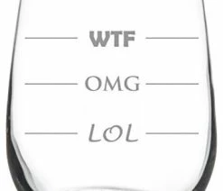 Best Pirce 🛒 MIP 17 Oz Stemless Wine Glass Funny Lol Omg Wtf 🔔