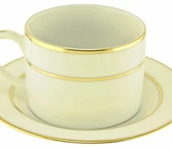 Hot Sale 🌟 10 Strawberry Street Cream Double Gold Can Cup And Saucer, Set Of 6 😀