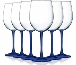 Best Pirce 🥰 Arc International Cachet Accent Stem 19 Oz Wine Glasses , Bottom C-Blue 🔔