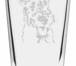 Best deal 👍 Etched Laser Art Wire Fox Terrier 🐶 Dog Themed Etched All Purpose 16oz. Libbey Pint Glass 🎁