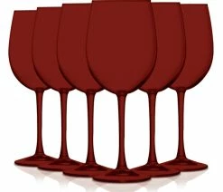 Hot Sale 🧨 Arc International Cachet Accent Stem 19 Oz Wine Glasses Set Of 6, Full Red 😍