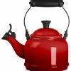 Flash Sale 😀 Le Creuset Cerise Cherry Enamel On Steel 1.25 Quart Demi Tea Kettle 🥰