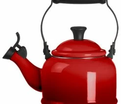 Flash Sale 😀 Le Creuset Cerise Cherry Enamel On Steel 1.25 Quart Demi Tea Kettle 🥰