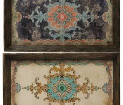 Top 10 🥰 A&B Home Multi Color Floral Design Large Wooden Decorative Trays Set Of 2 ⭐