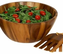 Cheapest 🎁 Woodard & Charles Acacia Salad Bowl With Salad Serving Hands 👍