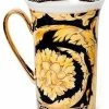 Discount 🥰 Royalty Porcelain Luxury Tea Cup/Mug, Floral Design, 24K Gold (12 Oz, Black) 💯