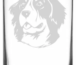 Discount 🌟 Etched Laser Art Bernese Mountain 🐶 Dog Themed Etched All Purpose 16oz. Libbey Can Glass 😍
