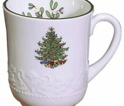 Wholesale 😉 Cuthbertson Original 🎄 Christmas Tree Dickens Embossed Mug, Set Of 4 ✔️