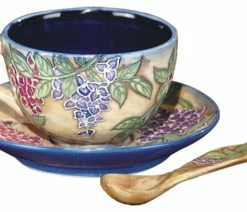 Budget ✨ Dale Tiffany Springdale 2.75"H Grape Vine Hand Painted Porcelain Cup And Saucer Set 🧨
