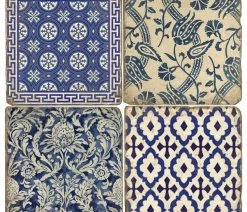 Cheap ⭐ Studio Art & Stone Tumbled Marble Coaster St/4 With Coaster Stand, Indigo 🧨