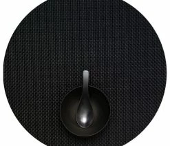 Deals 🌟 Chilewich Basketweave Table Mat Round, Black 🎁