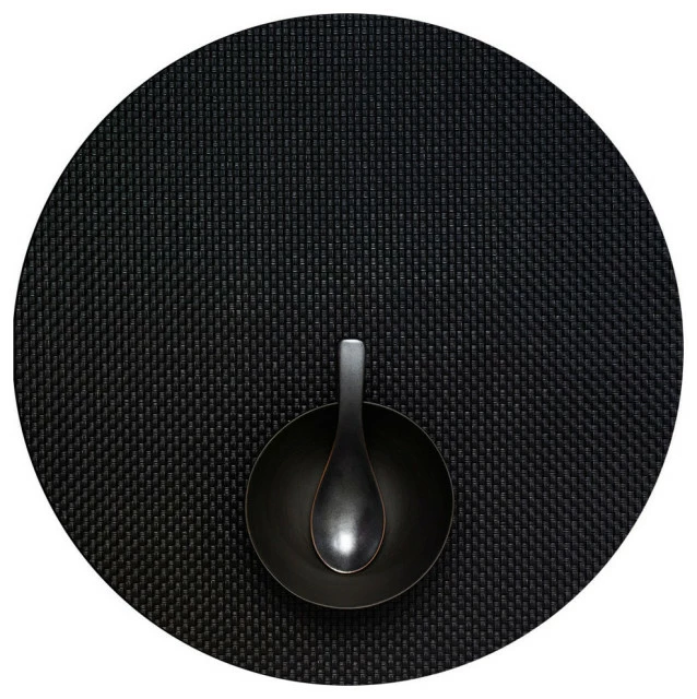 Deals 🌟 Chilewich Basketweave Table Mat Round, Black 🎁 1 Deals 🌟 Chilewich Basketweave Table Mat Round, Black 🎁