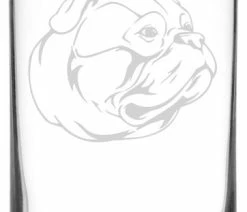 Cheap ✨ Etched Laser Art American Bulldog 🦮 Dog Themed Etched All Purpose 16oz. Libbey Can Glass ⌛