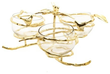 Discount π Classic Touch Decor Gold Leaf 3 Bowl Relish Dish With Glass Inserts βοΈ 1 Discount π Classic Touch Decor Gold Leaf 3 Bowl Relish Dish With Glass Inserts βοΈ