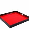 Best Pirce 🎉 Pacific Connections Lacquer Large Square Tray, Red Tulipwood Inlay ✨