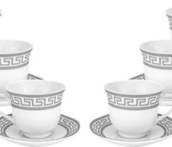 Top 10 👏 Royalty Porcelain 12pc Silver Coffee Set, 6 Silver-Plated Cups And Saucers ⌛